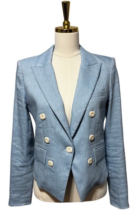 Veronica Beard Jackets & Blazers - Veronica Beard Diego Lake Blue Linen Blend Dickey Double Breasted Blazer Size 2